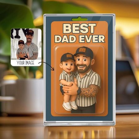 🎁 Plaque personnalisée style Lego – Meilleur Papa en version cartoon